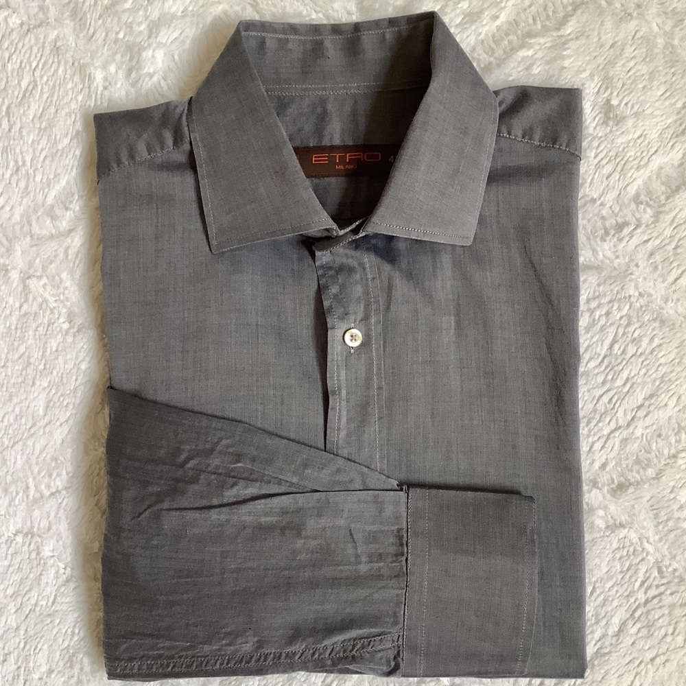 Etro Milano Gray Button Up Size 41
